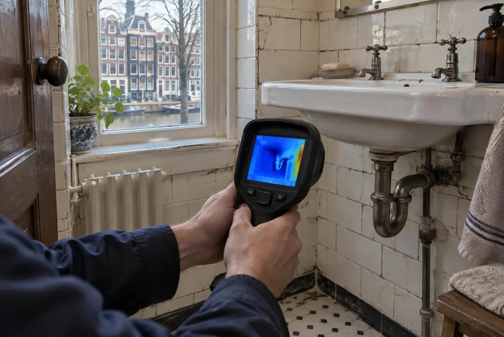Lekdetectie Wijchen – badkamer met oude leidingen achter de tegels
