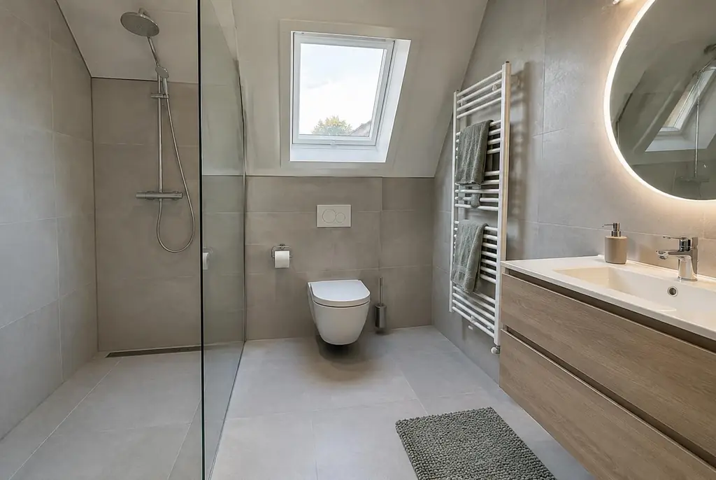 Lekdetectie Wijchen – droge badkamer met inloopdouche na herstel