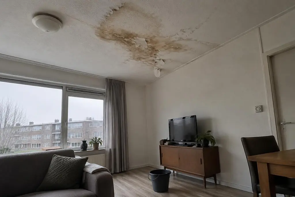 Lekdetectie Wijchen – vochtplek op het plafond onder een badkamer
